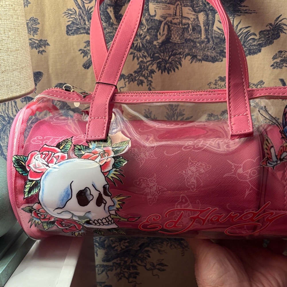 Ed Hardy Pink Skull Travel Bag
